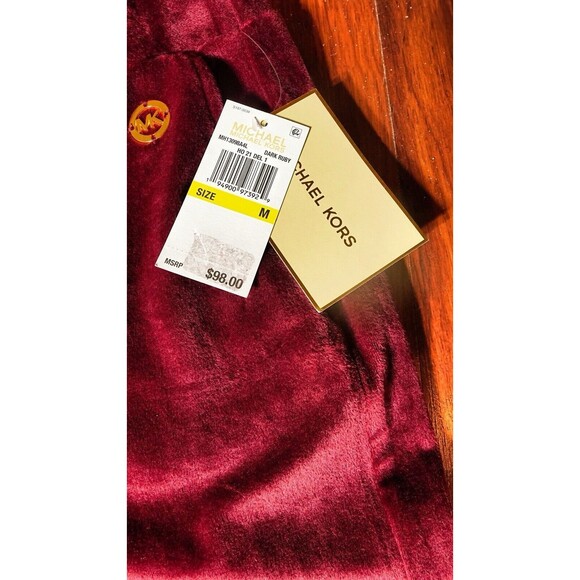 Michael By Michael Kors Wide Leg Y2K Sweatpants Womens M Burgundy High Rise - Picture 4 of 6